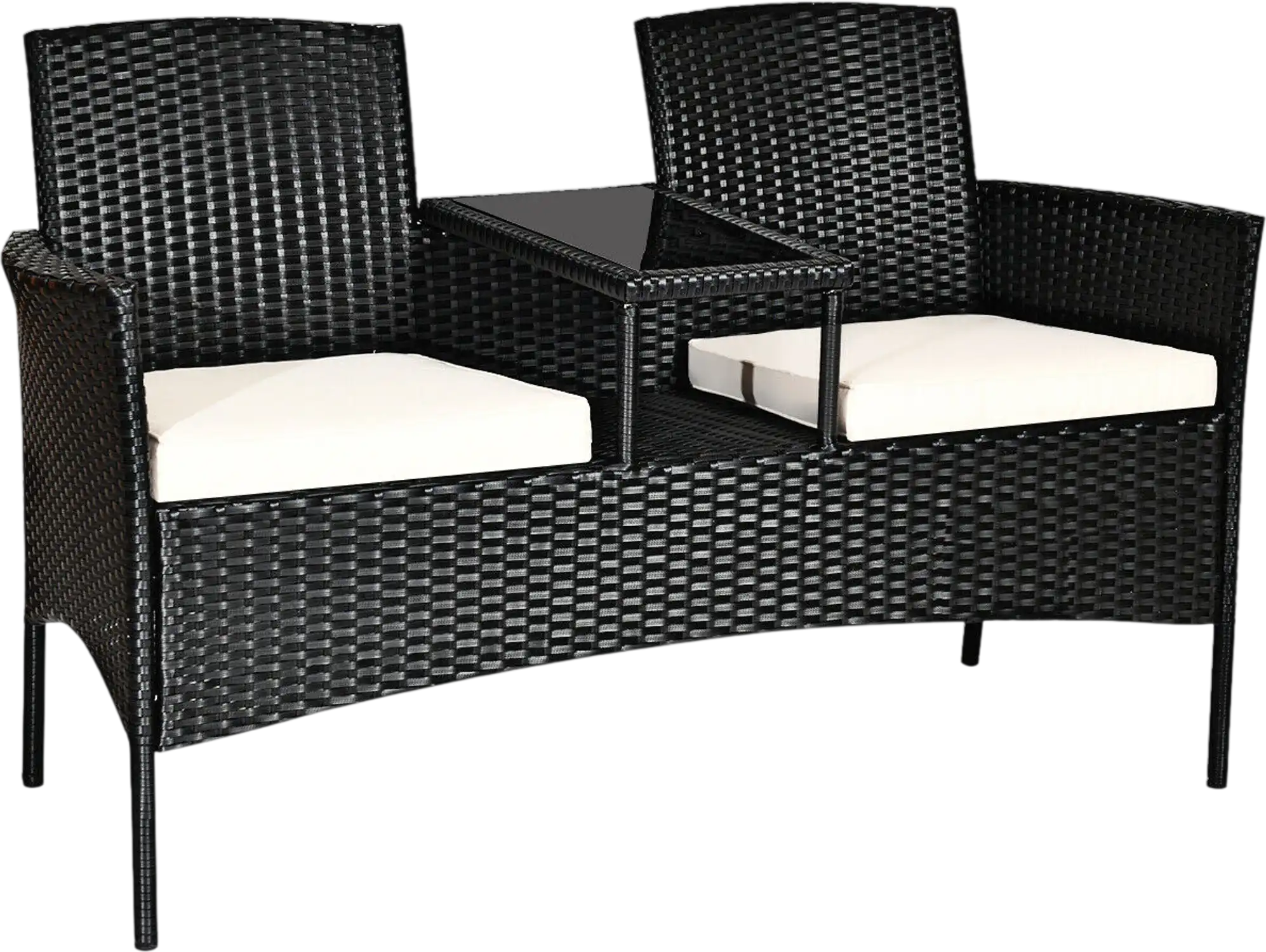 Costway Wicker Patio Conversation Furniture Set w/ Removable Cushions & Table 82750196 New