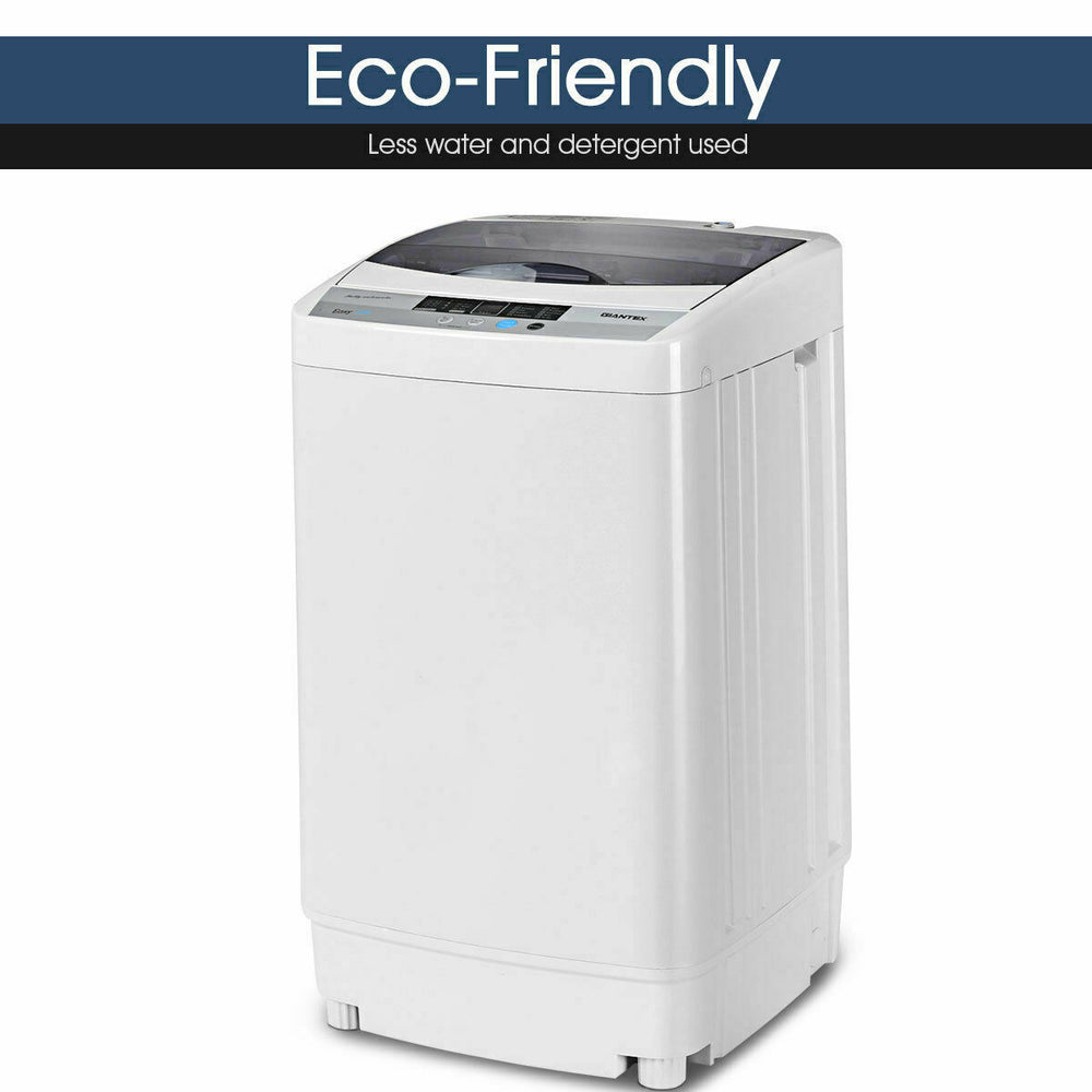 Side view of the 12 lbs full-automatic washing machine with adjustable feet, ideal for compact living in dorms or.
