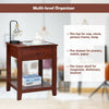 Single nightstand with drawer and open shelf, made of particleboard, ideal for bedroom or living room storage.