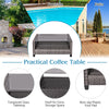 Gray coffee table from a 4-piece patio rattan furniture set with tempered glass top, ideal for outdoor relaxation.