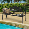 Patio garden bench with adjustable center table, made of rustproof steel, perfect for outdoor relaxation and seating.