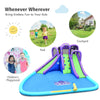 Inflatable water park with a super tall slide, large pool, and water cannon for endless summer fun in the backyard.