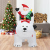 Christmas inflatable Santa riding a polar bear, 6.5 feet tall, with LED lights, perfect for festive yard decoration.
