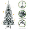 4.5 feet snow flocked artificial pencil Christmas tree with 242 branch tips, ideal for small spaces and easy to set up.
