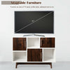 Wood display sideboard storage cabinet with 6 compartments, showcasing a unique irregular design and smooth surface.