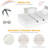Portable bedside crib in beige with adjustable heights and detachable mattress for safe, comfortable baby sleep.