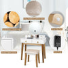 Vanity set featuring a touch screen dimming mirror, solid beech wood legs, and four storage drawers for organized.