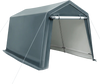 Outdoor storage shed measuring 8.3 x 14 feet with a roll-up zipper door, ideal for bikes and garden tools.
