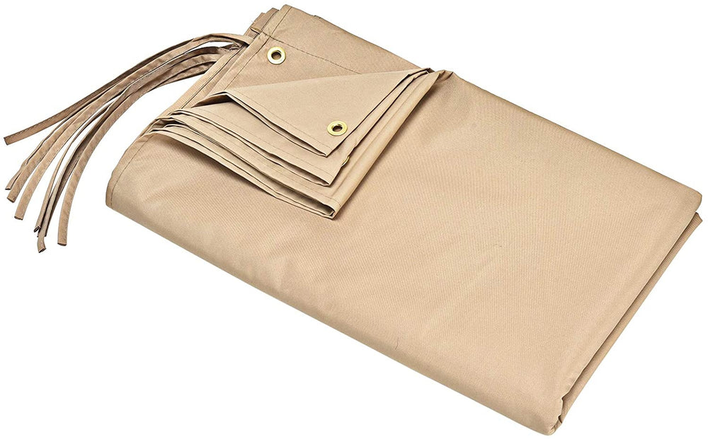 Outdoor canopy shade cover made of durable polyester with copper grommets and 4 straps, ideal for pergolas and patios.