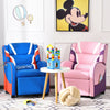 Kids leather recliner chair in pink with ergonomic design, featuring high-elastic foam cushions and convenient side.