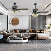 52-inch retro ceiling fan with beads lampshade, remote control, and reversible blades, ideal for medium to large rooms.