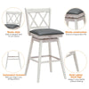 Swivel counter height barstool set with rubber wood legs, PVC leather cushion, and rustic style for versatile seating.