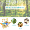 Kid's outdoor wooden pretend cook kitchen playset made of natural fir wood, ideal for imaginative play in the garden.