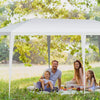 10 x 20 feet waterproof canopy tent in bright white, providing shade for a family picnic in a lush outdoor setting.