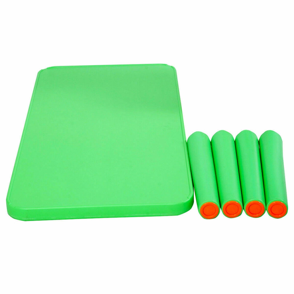 Bright green kids portable plastic activity table with four matching legs, perfect for learning and play at home or.