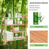 Four-tier bamboo storage shoe rack with slatted design, ideal for entryway or bathroom organization.