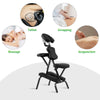 Foldable PU leather travel massage chair with adjustable face cradle, ideal for massage, acupuncture, and tattoo.