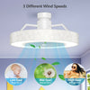 23-inch white ceiling fan with LED light, remote control, and starry lampshade, featuring 3 adjustable wind speeds.