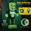8.4 feet tall inflatable Frankenstein decoration with glowing eyes and LED rib cage, perfect for Halloween displays.