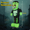 8.4 ft tall Halloween inflatable Frankenstein decoration with glowing eyes and LED rib cage for spooky outdoor displays.