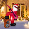 Inflatable Santa Claus with guitar and speaker, featuring sound-synced LED lights for festive outdoor decoration.