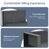 Cozy backrest and widened armrest detail of the 6-piece gray patio rattan furniture set for outdoor relaxation.