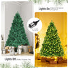 7-foot PVC artificial Christmas tree with warm white LED lights, showcasing a lifelike appearance for festive indoor.