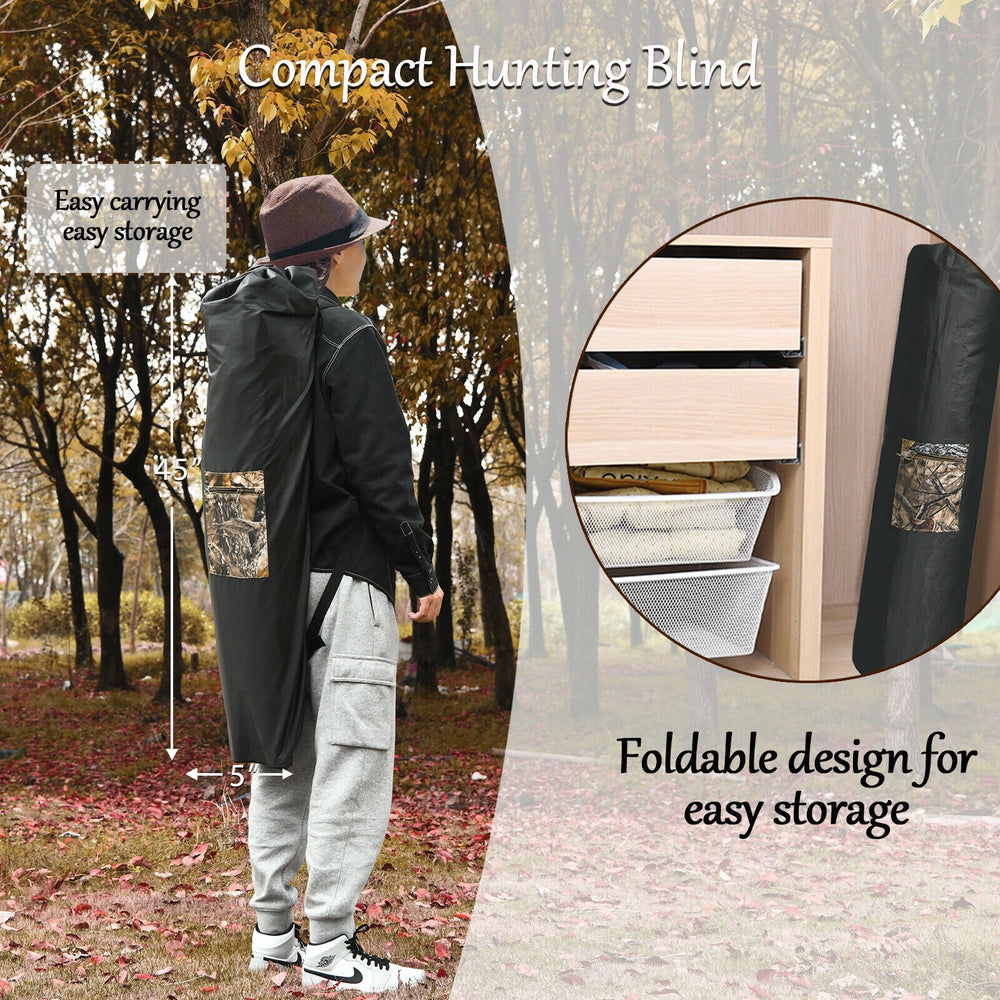 3-person portable hunting blind with camouflage design, featuring multiple windows for visibility and collapsible for.