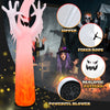 12-foot Halloween inflatable ghost decoration with LED lights, realistic patterns, and convenient blower for easy setup.