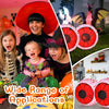 Two 3-foot Halloween inflatable eyeballs with bloodshot patterns and LED lights, perfect for spooky decorations.