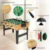 10-in-1 multi combo game table featuring foosball, bowling, and more, with a sturdy wooden frame and textured hand.