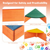 Kids outdoor wooden sandbox featuring built-in corner seating, smooth surface, and colorful seats for safe play.
