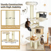 Multi-level 77.5-inch cat tree in cream white with sisal posts, plush pads, and a sturdy base for feline fun and rest.