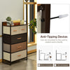 4-tier organizer tower with 5 fabric drawers, steel frame, and wooden top for versatile storage in any room.