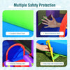 Durable oxford cloth inflatable water slide castle with mesh protective wall and fixing straps for safety and stability.