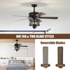 50-inch black ceiling fan with reversible blades, pull chain control, and integrated lights for versatile home use.