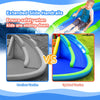 Inflatable waterslide bounce house featuring upgraded extended handrails for safety, designed for kids aged 3-10.