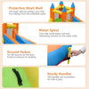Kids inflatable water slide with protective mesh walls, made of durable Oxford material for safe outdoor fun.