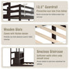 Twin over twin bunk bed with 12.5" guardrail, wooden slats, and spacious staircase for safe and tidy kids' bedroom.