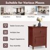 2-tier accent table in cherry with spacious tabletop, drawer, and cabinet for stylish bedside or living room storage.
