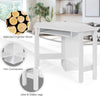 White wooden study computer corner desk with large drawer and two shelves, perfect for maximizing limited space.