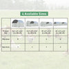 Size comparison chart for large metal chicken coops, showcasing dimensions and features for outdoor use.