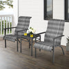 3-piece gray patio bistro set featuring high backrest chairs and a compact table, ideal for outdoor relaxation.