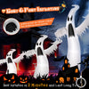 12 feet inflatable Halloween ghost with LED lights, made of durable polyester, perfect for outdoor spooky decorations.