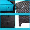 Detail of the cushioned loveseat from the 4-piece outdoor patio rattan furniture set, featuring a thick cushion and.