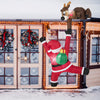 Climbing Santa Claus inflatable with reindeer, 8.5 feet tall, featuring LED lights for festive indoor or outdoor.