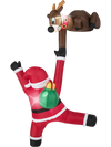 8.5 Feet Christmas Inflatable Reindeer and Climbing Santa Claus with Built-in LED Lights