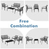 4-piece patio furniture set featuring a loveseat, two chairs, and a glass table in gray, perfect for outdoor relaxation.