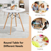 Round modern dining table with solid beech wood legs, 31.5 inches, ideal for dining, working, or creative activities.