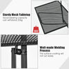 Sturdy mesh tabletop of the railing folding table, adjustable height, and rust-resistant iron for versatile outdoor use.